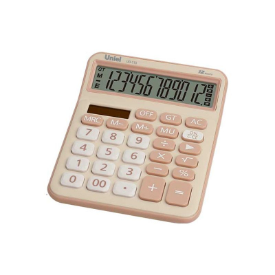 Калькулятор настольный Uniel 12 разрядов DP 125х161х25мм кремовый