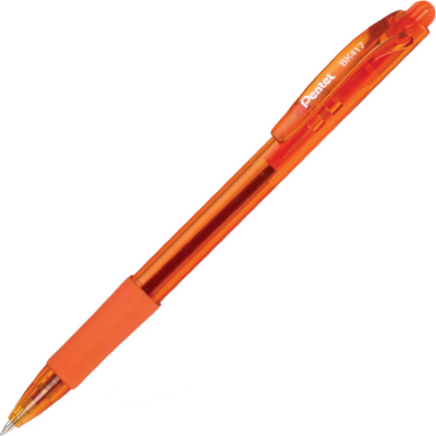 Ручка шариковая автоматическая Pentel 0.7мм с резиновой манжетой оранжевая