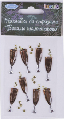 Наклейки декоративные со стразами Decola Бокалы шампанского 8шт