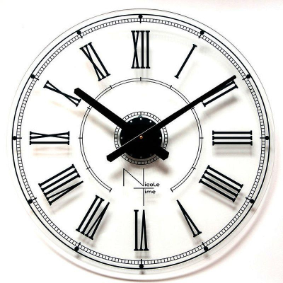 Часы настенные Салют Дизайнерские NicoleTime стекло d-50см 'Rome' черные стрелки