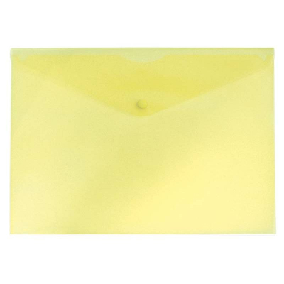 Папка-конверт на кнопке A4 Бюрократ пластиковая 180мкм прозрачная желтая