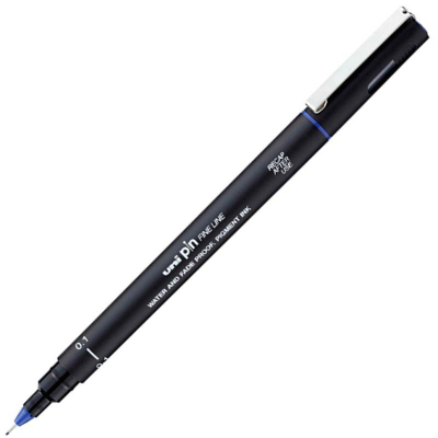Ручка капиллярная художественная Uni Pin Fine Line d-0.10мм синяя