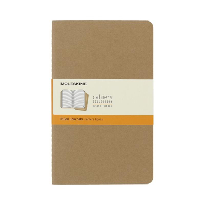 Записная книжка A5  40л линейка Moleskine® Cahier Large 3шт картонная обложка бежевая