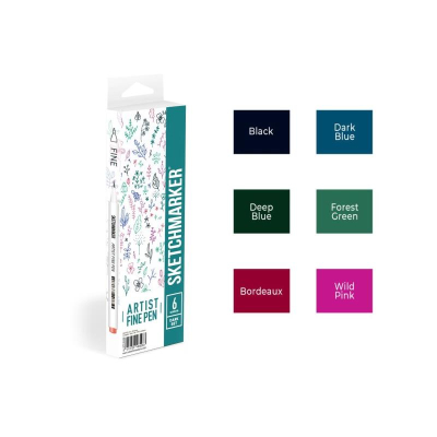 Ручки капиллярные художественные Sketchmarker Artist fine pen  6цв 0.4мм 'Dark colors'
