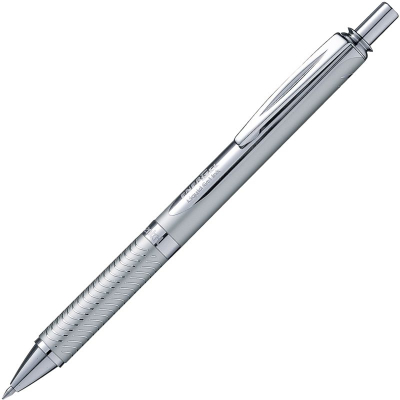 Ручка гелевая Pentel 'Sterling' EnerGel 0.7мм серебристый металлический корпус черные чернила