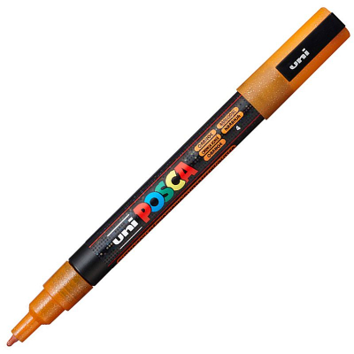 Маркер декоративный Uni Posca 0.9-1.3мм  с блестками оранжевый (L4)