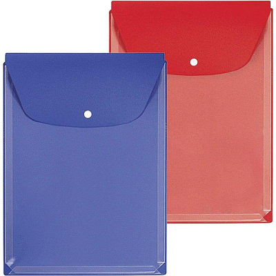 Папка-пакет на кнопке A4 deVENTE пластиковая 300мкм с расширением до 250л синяя/красная