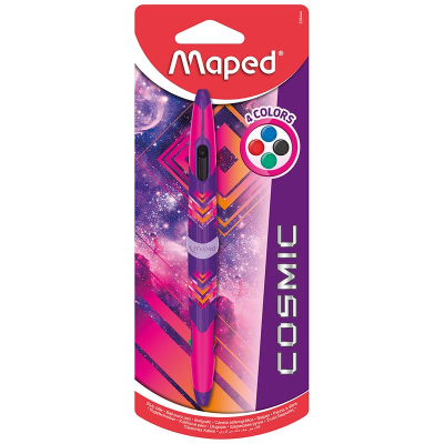 Ручка шариковая автоматическая  4 цв Maped 1.0мм Twin Tip Cosmic Teens синий/черный/красный/зеленый 2-сторонняя в блистере