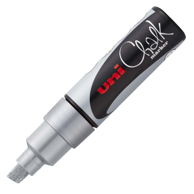 Маркер-жидкий мел Uni Chalk Marker  8.0мм  металлик серебряный
