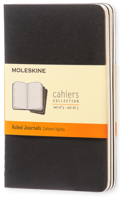 Записная книжка A6  32л линейка Moleskine® Cahier Pocket 3шт картонная обложка черная